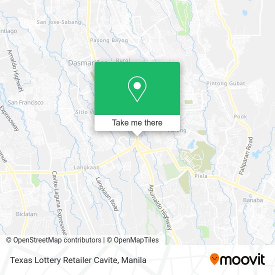 Texas Lottery Retailer Cavite map