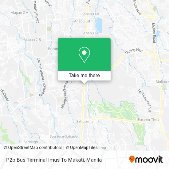P2p Bus Terminal Imus To Makati map