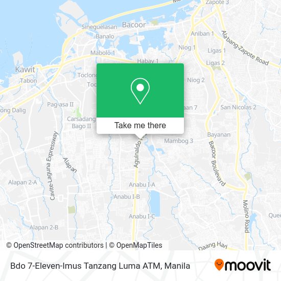 Bdo 7-Eleven-Imus Tanzang Luma ATM map