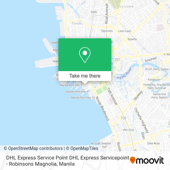 DHL Express Service Point DHL Express Servicepoint - Robinsons Magnolia map