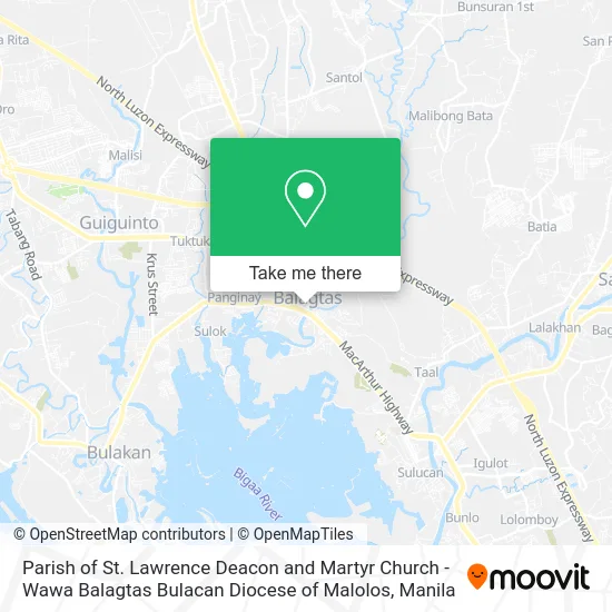 Parish of St. Lawrence Deacon and Martyr Church - Wawa Balagtas Bulacan Diocese of Malolos map