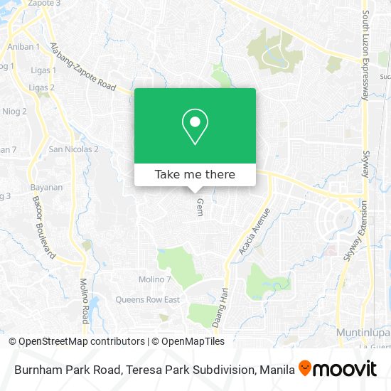 Burnham Park Road, Teresa Park Subdivision map
