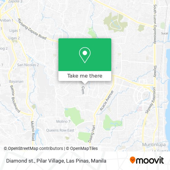 Diamond st., Pilar Village, Las Pinas map