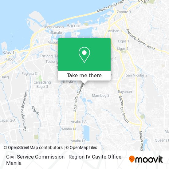 Civil Service Commission - Region IV Cavite Office map