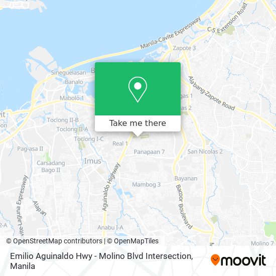 Emilio Aguinaldo Hwy - Molino Blvd Intersection map
