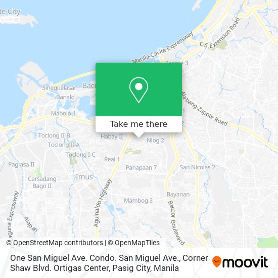 One San Miguel Ave. Condo. San Miguel Ave., Corner Shaw Blvd. Ortigas Center, Pasig City map