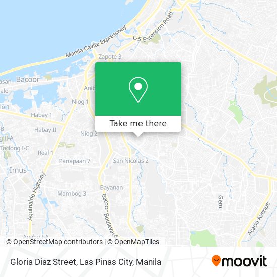 Gloria Diaz Street, Las Pinas City map
