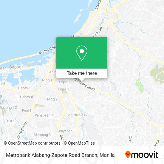 Metrobank Alabang-Zapote Road Branch map
