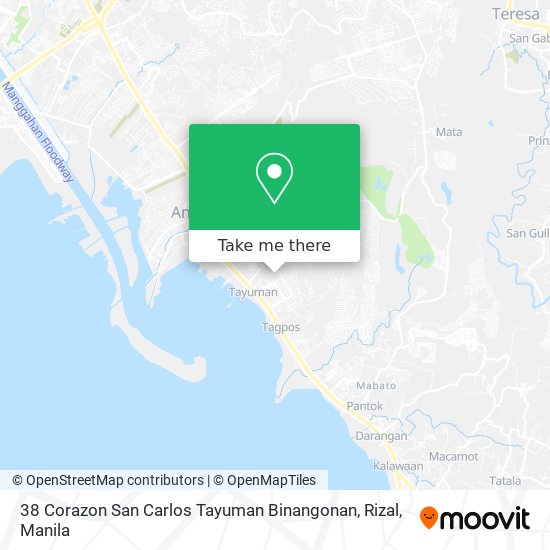 38 Corazon San Carlos Tayuman Binangonan, Rizal map