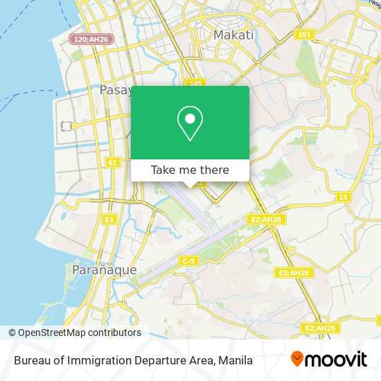 Bureau of Immigration Departure Area map