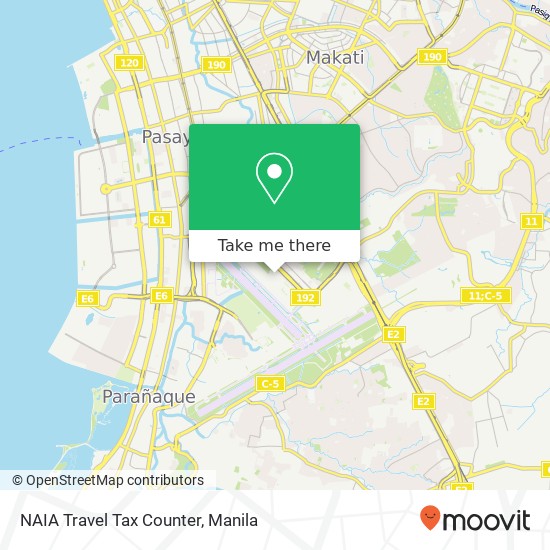 NAIA Travel Tax Counter map