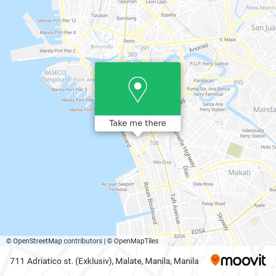 711 Adriatico st. (Exklusiv), Malate, Manila map