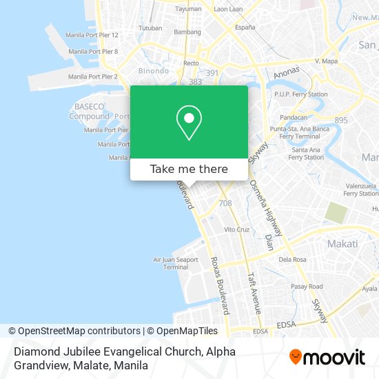 Diamond Jubilee Evangelical Church, Alpha Grandview, Malate map