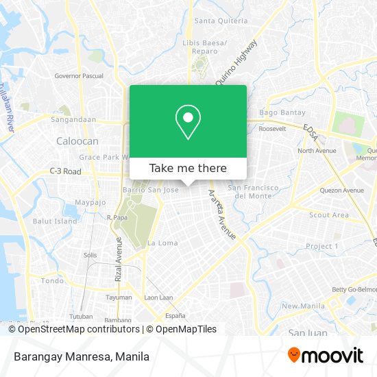 How to get to Barangay Manresa in Quezon City by bus or train?