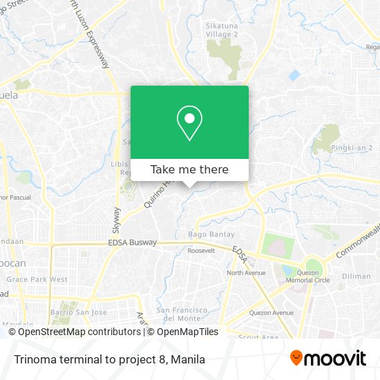 Trinoma terminal to project 8 map