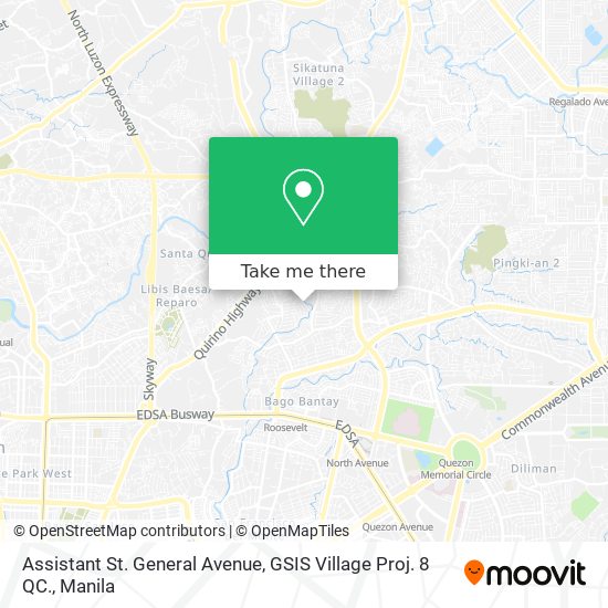 Assistant St. General Avenue, GSIS Village Proj. 8 QC. map