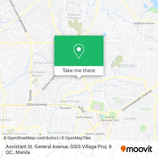 Assistant St. General Avenue, GSIS Village Proj. 8 QC. map