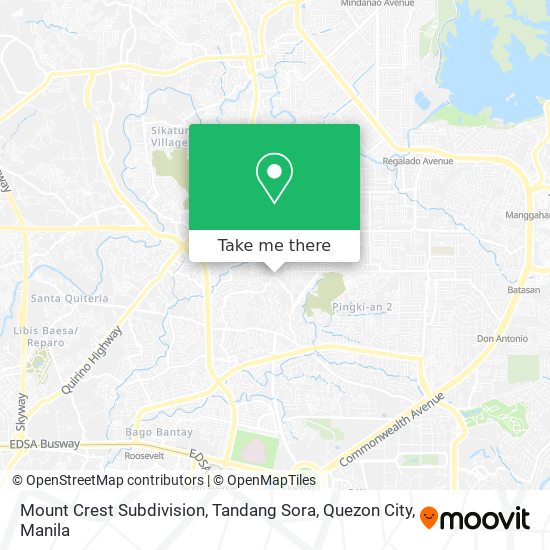 Mount Crest Subdivision, Tandang Sora, Quezon City map