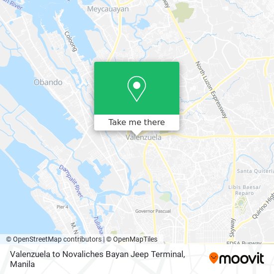 Valenzuela to Novaliches Bayan Jeep Terminal map