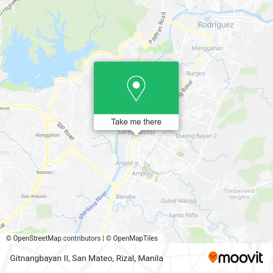 Gitnangbayan II, San Mateo, Rizal map