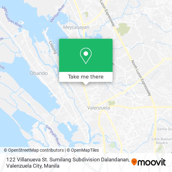 122 Villanueva St. Sumilang Subdivision Dalandanan, Valenzuela City map