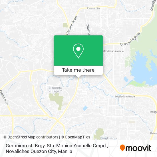 Geronimo st. Brgy. Sta. Monica Ysabelle Cmpd., Novaliches Quezon City map