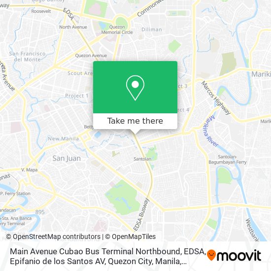 Main Avenue Cubao Bus Terminal Northbound, EDSA, Epifanio de los Santos AV, Quezon City, Manila map