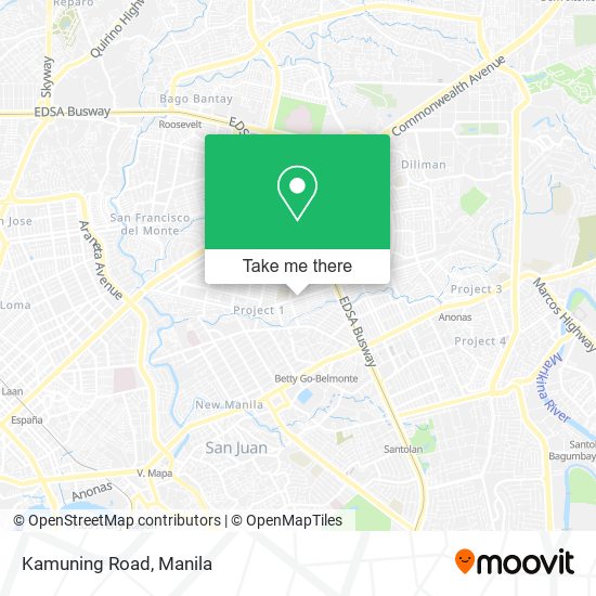 How to get to Kamuning Road in Quezon City by bus or train?