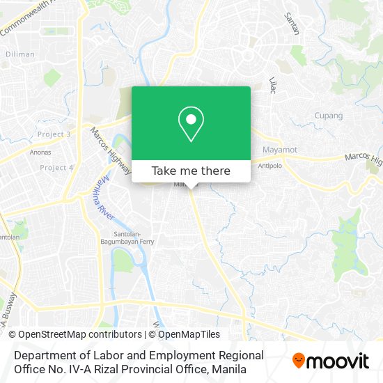 Department of Labor and Employment Regional Office No. IV-A Rizal Provincial Office map