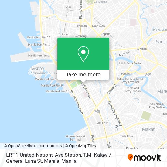 LRT-1 United Nations Ave Station, T.M. Kalaw / General Luna St, Manila map