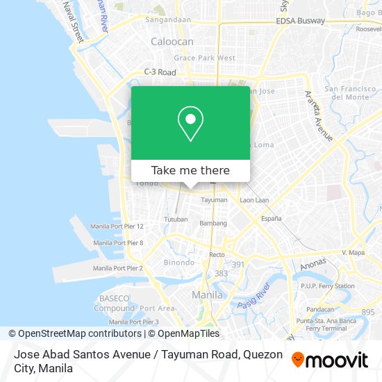 Jose Abad Santos Avenue / Tayuman Road, Quezon City map