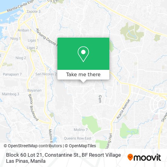 Block 60 Lot 21, Constantine St., BF Resort Village Las Pinas map