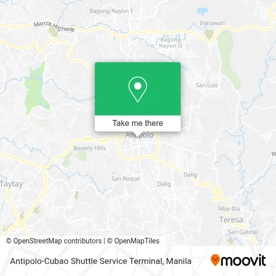 Antipolo-Cubao Shuttle Service Terminal map
