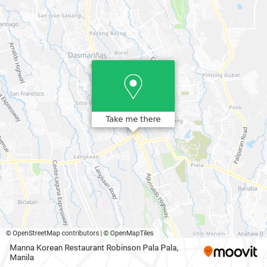 Manna Korean Restaurant Robinson Pala Pala map