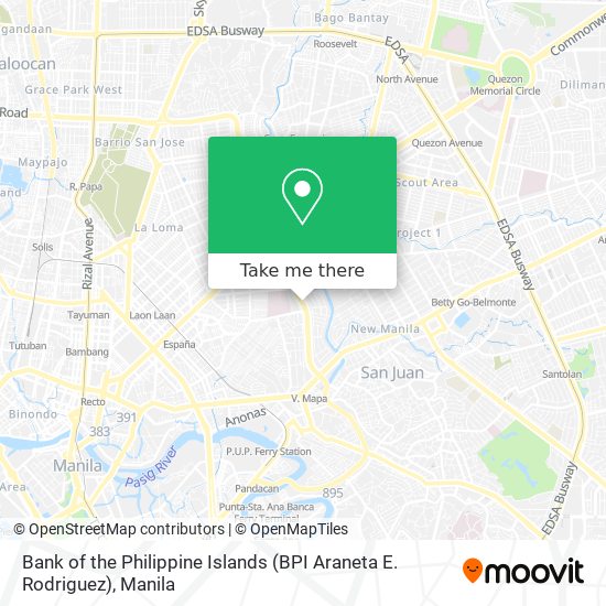 Bank of the Philippine Islands (BPI Araneta E. Rodriguez) map