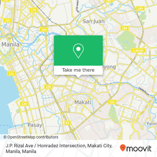 J.P. Rizal Ave / Honradez Intersection, Makati City, Manila map