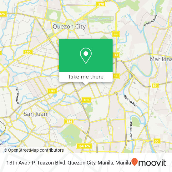 13th Ave / P. Tuazon Blvd, Quezon City, Manila map