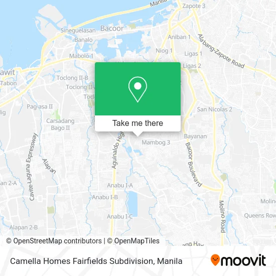 Camella Homes Fairfields Subdivision map