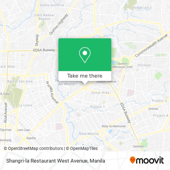 Shangri-la Restaurant West Avenue map