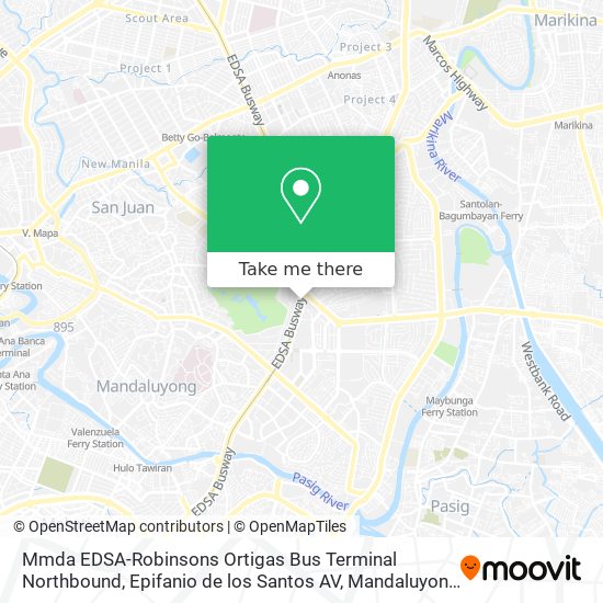 Mmda EDSA-Robinsons Ortigas Bus Terminal Northbound, Epifanio de los Santos AV, Mandaluyong City, M map