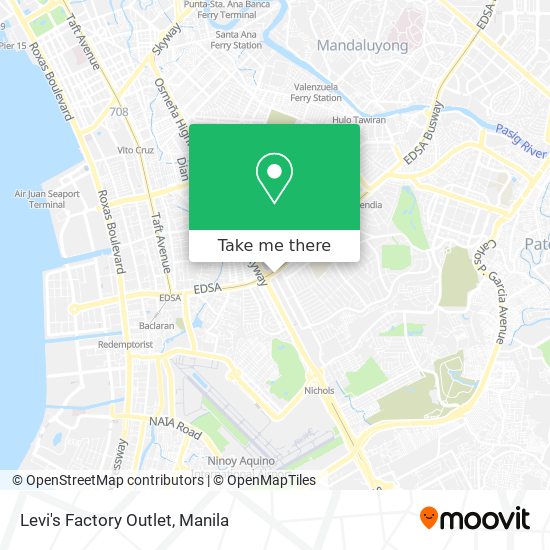 How to get to Levi's Factory Outlet in Makati City by Bus or Train?