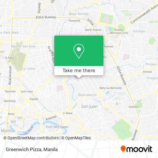 Greenwich Pizza map