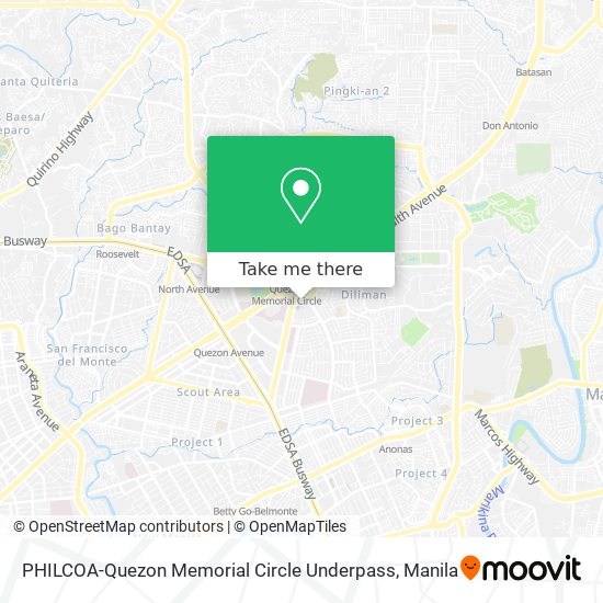 PHILCOA-Quezon Memorial Circle Underpass map