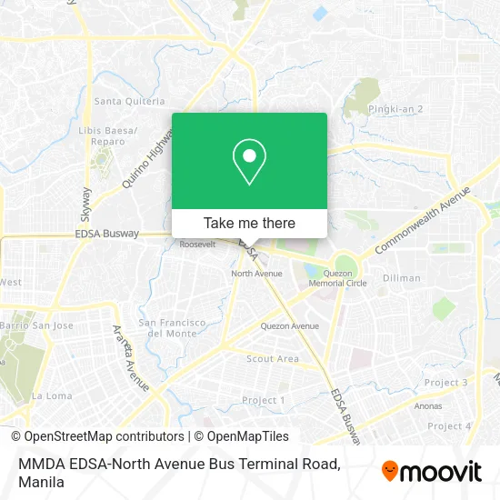 MMDA EDSA-North Avenue Bus Terminal Road map