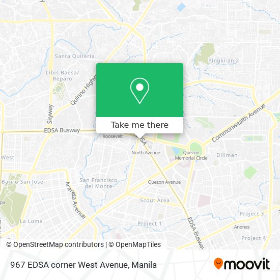 967 EDSA corner West Avenue map