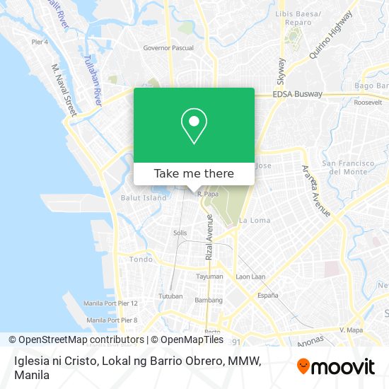 Iglesia ni Cristo, Lokal ng Barrio Obrero, MMW map