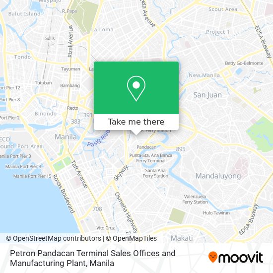 Petron Pandacan Terminal Sales Offices and Manufacturing Plant map