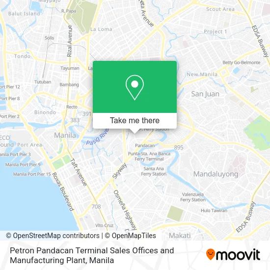 Petron Pandacan Terminal Sales Offices and Manufacturing Plant map