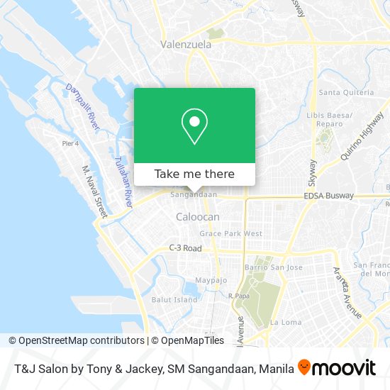 T&J Salon by Tony & Jackey, SM Sangandaan map