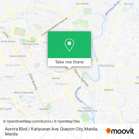Aurora Blvd / Katipunan Ave, Quezon City, Manila map